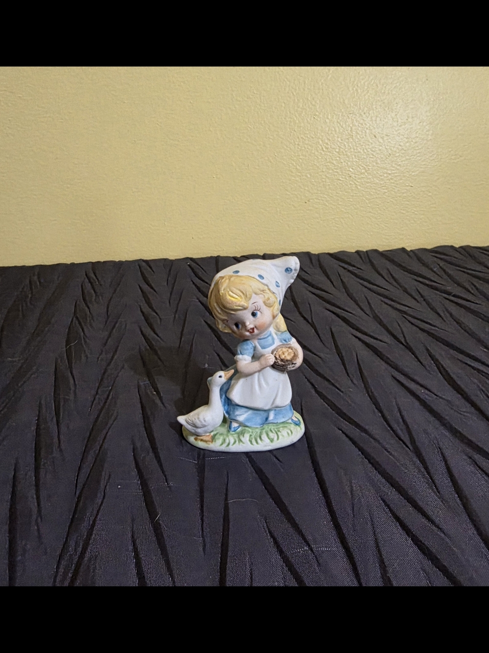 Homco Blue and White Girl with Goose Figurine